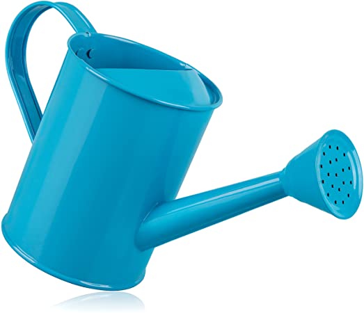Watering Can for Kids - Play Time or Practical Use - Childs Metal Watering Can - Small Water Can for Boys and Girls, Perfect for Easter Gift -32 oz (Blue)