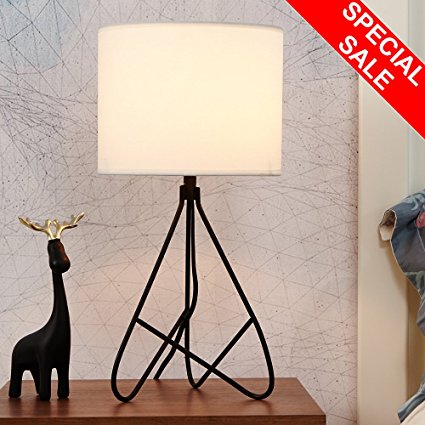SOTTAE Modern Hollowed Out Shape Base Bedroom Bedside Livingroom Lamp Table Lamp, White