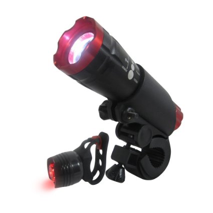 Stark Bike Light LED Set - Best & Brightest Waterproof Front and Back Lights - Sleak & Rugged - Mount w/out Tools - Road, Racing & Mountain Bikes - Batteries Included - 100% Replacement Guarantee