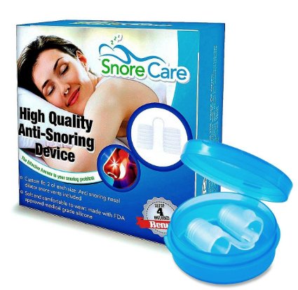 SnoreCare ® - Advanced Set of 4 Premium Nose Vents To Ease Breathing and Snoring - Includes A Travel Case