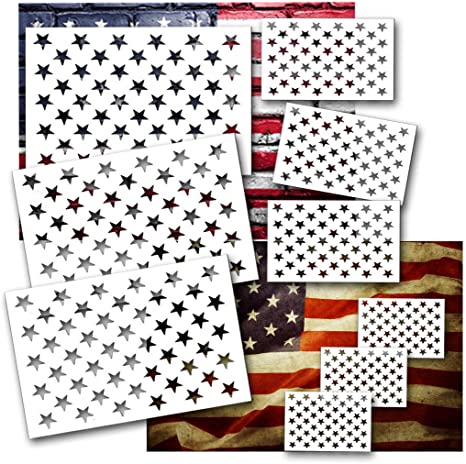 Star Stencil American Flag Star Stencil 50 Stars 9pcs Plastic Leaflai for Painting on Wood/DIY Drawing Painting Craft Projects/Fabric/Airbrush/Reusable Stencil