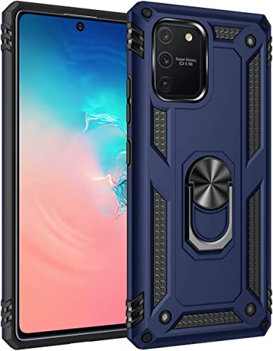 DAMONDY Samsung S10 Lite Case | Military Grade | Heavy Duty | Dual Layer Kickstand | 360 Ring Holder | Defender Hybrid | Hard Cover | Phone Rugged Case Compatible with Galaxy S10 Lite 2020 -Blue