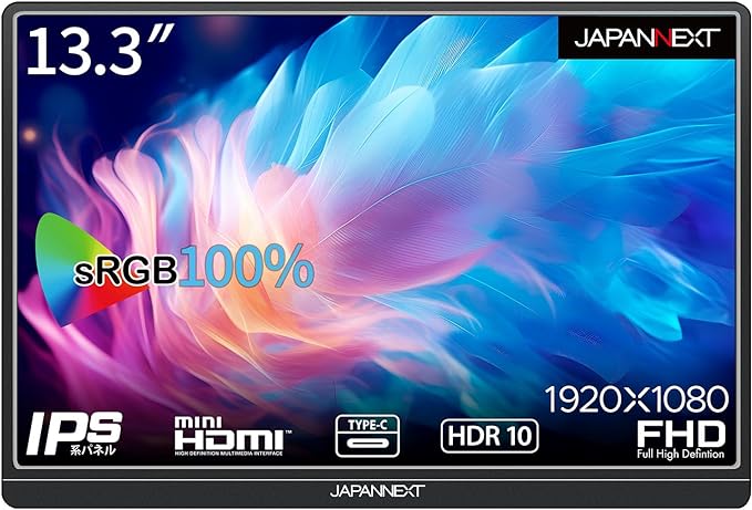 JAPANNEXT 13.3インチ フルHD(1920x1080)解像度 モバイルモニター JN-MD-IPS1332FHDR USB Type-C miniHDMI