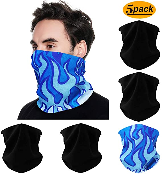 FAYBOX 6pcs Magic Wide Wicking Headbands Outdoor Headwear Bandana Sports Scarf Tube UV Face Mask for Workout Yoga Running Hiking Riding Motorcycling