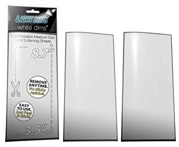 LightDims Customizable White Dims - Light Dimming Sheet for Harsh LED Lights, Electronics and Appliances and more. Dims 15-30% of Light, 8.7”x3.5” Medium Size 2 Sheets in Retail Packaging.