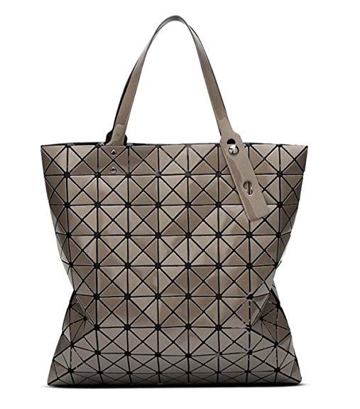 Kayers Sulliva Womens Fashion Geometric Plaid Tote Bag PU Leather Shoulder Bag Top-handle Handbags Large