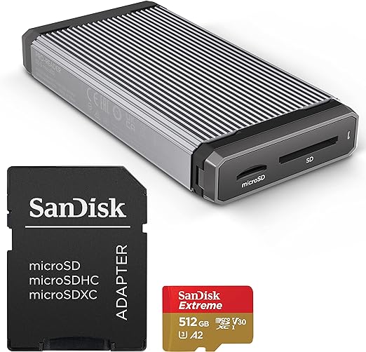 SanDisk 512GB Extreme microSDXC UHS-I Memory Card with Adapter - Up to 190MB/s with SanDisk Professional PRO-Reader SD and microSD - High Performance Card Reader