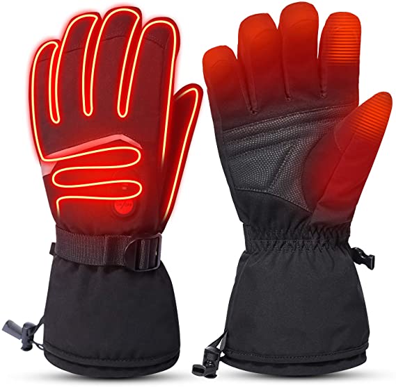 Upgraded Heated Gloves for Men Women, Waterproof and Touch Screen 7.4V 2200mAh Electric Gloves for Ski, Snowboarding, Camping Hiking Running Hand Warmer