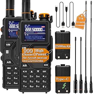 BAOFENG K5PLUS Tri Band Ham Radio Long Range (Upgrade of UV-5R) Handheld High Power NOAA Weather Receiver Two Way Walkie Talkies with Copy Frequency,USB C Charger,2500mAh Battery,Airband,999CH,2 Pack