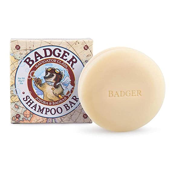 Badger - Shampoo Bar with Jojoba & Baobab, Concentrated & Conditioning Shampoo Bar, Natural Shampoo Bar, Vegan Shampoo Bars for Hair, Bar Shampoo, 3 oz