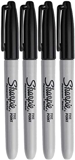 Permanent Markers, Fine Point, 1 Pack of 4 (Black)