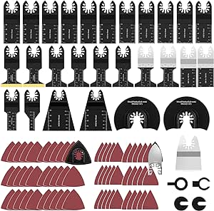 94Pack Oscillating Tool Blade, BTYEEUYI Oscillating Saw Blades with Sandpaper, Multitool Blades for Wood Metal Plastic Quick Release Multi Tool Blades Kits for Dewalt, Makita, Ryobi, Rockwell