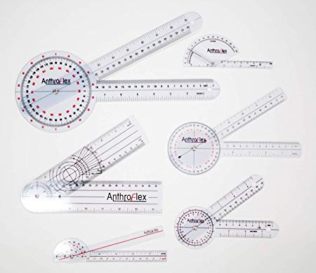 AnthroFlex Goniometer Set of 6: 12", 8", 6", 180, Finger, Spinal