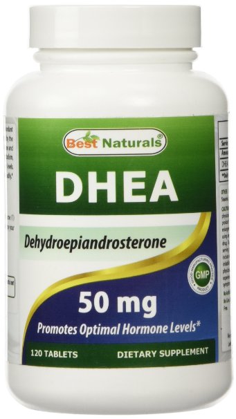 DHEA 50 mg 120 Tablets by Best Naturals -- Promotes a Balanced Hormone Level -- Manufactured in a USA Based GMP Certified Facility and Third Party Tested for Purity Guaranteed