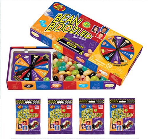 Jelly Belly 3.5 oz BeanBoozled Spinner Wheel Game Jelly Bean Gift Box with 4 - 1.9 oz BeanBoozled Jelly Bean Refills (Party Pack)