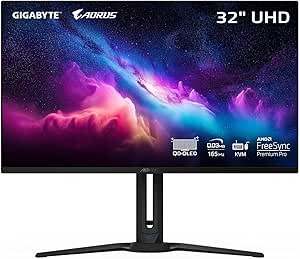 GIGABYTE - AORUS FO32U - 32" QD OLED Gaming Monitor - UHD 3840x2160-165Hz - 0.03ms GTG - AMD FreeSync Premium Pro - Type C KVM - HDMI, DP, Type C - Height Adjustable - Black