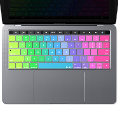 Kuzy - Rainbow Keyboard Cover for Touch Bar Models NEWEST Release 2017 & 2016 - MacBook Pro 13 (A1706) & MacBook Pro 15 (A1707) with Touch ID Silicone Skin - Rainbow