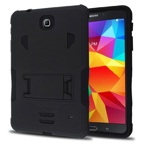 Galaxy Tab 4 8 Case Kuteck Samsung Galaxy Tab 4 8 SM-T330 Case - High Impact Resistant Full-body Protection Hybrid Armor Defender Case Convertible Built in Stand for Samsung Galaxy Tab 4 80 Black