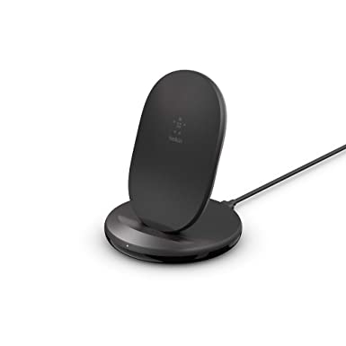 Belkin Boostcharge Qi(15W) USB Wireless Charging Stand Compatible with Cellular Phones(iPhone Se,11,11 Pro,11 Pro Max,Galaxy S20,S20 ,S20 Ultra,Pixel 4,4XL & More, (Ac Adapter Not Included)-Black