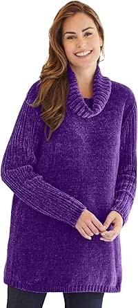 Woman Within Women's Plus Size Chenille Cowlneck