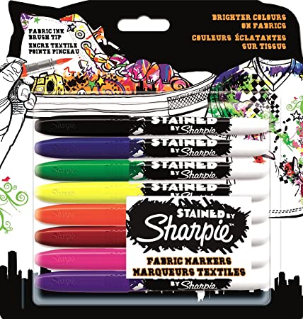 Sharpie 1779005 Stained Permanent Fabric Marker, Assorted, 8/Pack