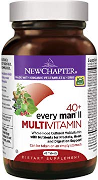 New Chapter Men's Multivitamin, Every Man II 40 , Fermented with Probiotics   Selenium   B Vitamins   Vitamin D3   Organic Non-GMO Ingredients - 48 ct