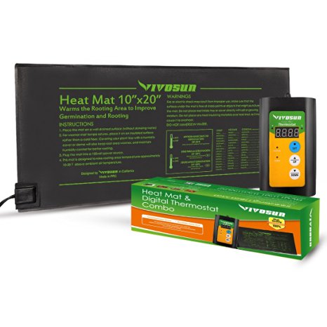 VIVOSUN 10"x20" Seedling Heat Mat and Digital Thermostat Combo Set