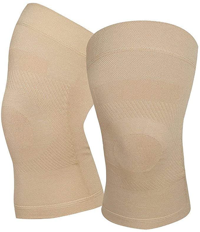 Knee Compression Sleeves, 1 Pair, Can Be Worn Under Pants, 20-30mmHg Strong Support Knee Brace for Unisex, Knee Support for Meniscus Tear, Arthritis, Pain Relief, Injury Recovery, Daily Wear,Beige XXL