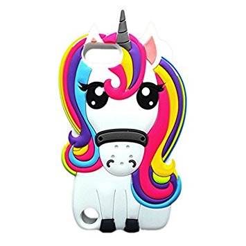 Cute Rainbow Unicorn iPod 5/6 Case,Awin 3D Cute Cartoon Animal Soft Silicone Rubber Case(Rainbow Unicorn)