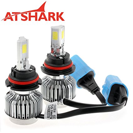 Atshark 72W 6600LM 9007 LED Headlight / Headlamp Conversion Kit 3 COB LED 6000K White Super Bright- Replaces Halogen & HID-2 Pack