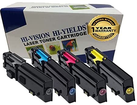 HI-Vision Compatible Dell C2660dn / C2665dnf / 2660 High Capacity Black and Color Toner Cartridge Replacement (1 Black 593-BBBU, 1 Cyan 593-BBBT, 1 Yellow 593-BBBR, 1 Magenta 593-BBBS, 4 Pack)