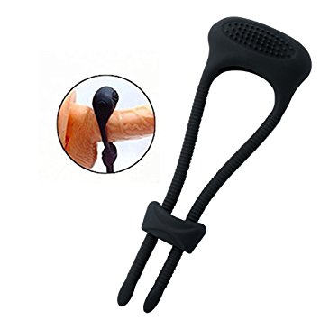 RabbitYoyo Silicone Vibrating Cock Ring - Waterproof Rechargeable Penis Ring Vibrator - Sex Toy for Male or Couples (Black)