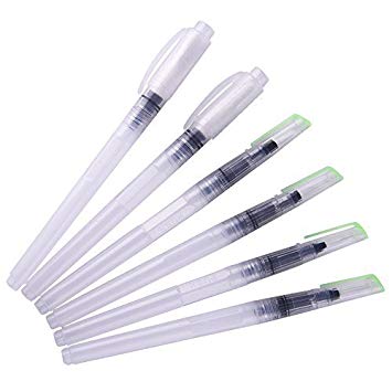 Austor Water Brush Pen 6 Pcs Assorted Brush Tips Watercolor Brushes Set