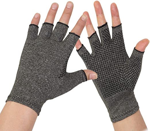 Arthritis Gloves 2 Pairs - Men and Women Fingerless Compression Glove Pain Relief for Rheumatoid Arthritis and Osteoarthritis (L/XL)