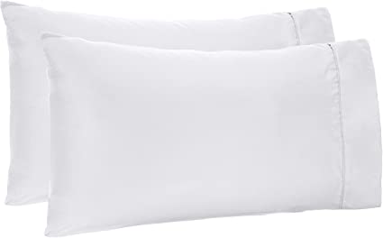 AmazonBasics Light-Weight Microfiber Pillowcases - 2-Pack, King, Bright White