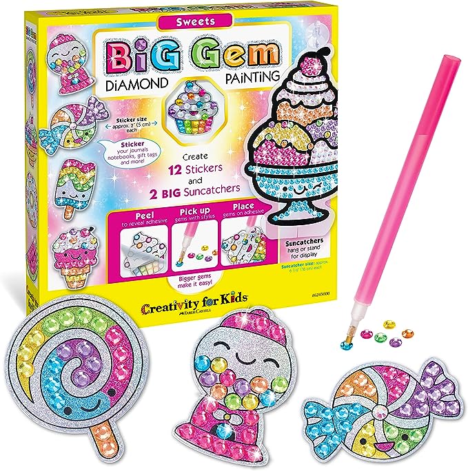 Creativity for Kids Big Gem Diamond Painting Kit - Create Your Own Sweets Stickers & Suncatchers - Diamond Art for Kids