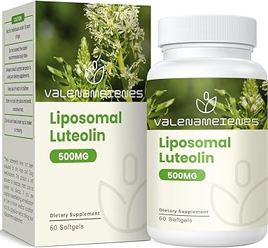 Valenameienes 500 mg Liposomal Luteolin Supplement, Maximum Absorption, Powerful Antioxidant Supplement - 60 Softgels, 30-Day Supply