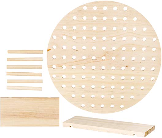 Darice 30053173 System: Wooden Pegboard Circle Kit, 11.5 x 11.5 Inches, 9 Pieces, Unfinished/Natural