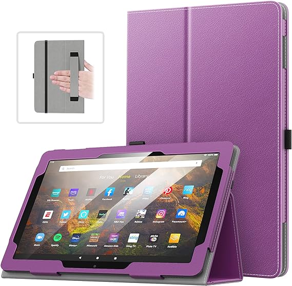 MoKo Case Fits All-New Kindle Fire HD 10 & 10 Plus tablet (11th generation, 2021 release) 10.1" - Slim Folding Stand Cover with Auto Wake/Sleep, Lychee Purple