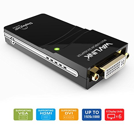 Wavlink USB 2.0 to VGA DVI HDMI Video Graphics Display Adapter for Multiple Monitors Display up to 1920 x 1080 with Extend and Mirror Mode for Windows 10/ 8.1/8/7 Mac OS X Linux