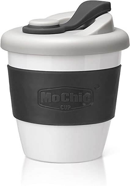 Reusable Coffee Cup Travel Mug with Leak-Proof Lid Non-Slip Sleeve Biodegradable PLA BPA Free Dishwasher Microwave Safe (Dark Gray, 8Oz)