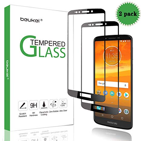 (2 Pack) Beukei for Moto E5 Plus/Moto E5 Supra Tempered Glass Screen Protector, for Motorola Moto E5 Plus, Glass with 9H Hardness, with Lifetime Replacement Warranty