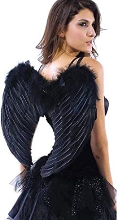 AISHN Angel Wings Feather Cosplay Halloween Party Costumes for Kids Adults Women (Small 17.7''X 13.8'', Black)