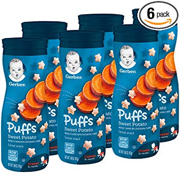 Gerber Graduates Puffs Cereal Snack, Sweet Potato, Naturally Flavored with Other Natural Flavors, 1.48 Ounce, 6 Count