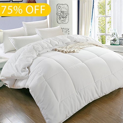 Twin Comforter (64 by 88 inches) - White Down Alternative Comforters Hypoallergenic Quilted Duvet Insert With Corner Tabs - Balichun Luxury Hotel Collection 1800 Series - All Season