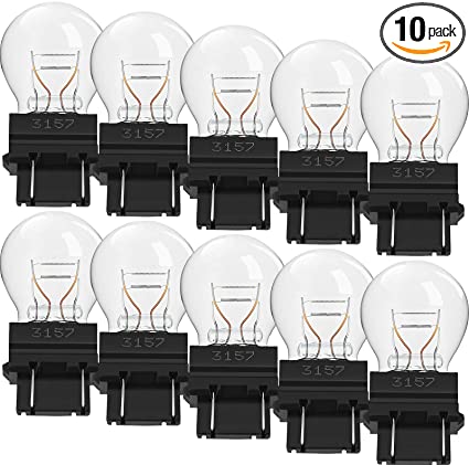 10 Pieces 3157LL Light Bulb 3157 Miniature Bulb Mini Bulb, Plastic Wedge Base for Brake Lights, Taillight, Turn Signal, Parking