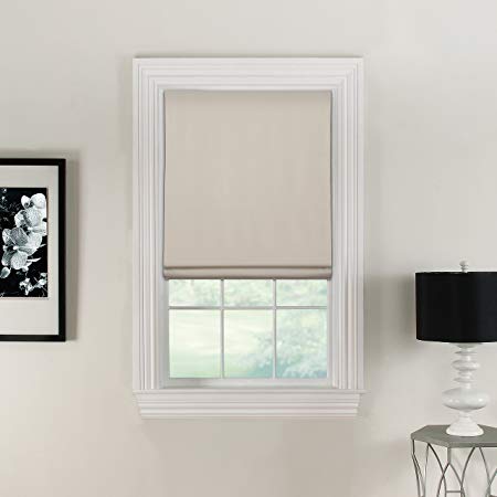 Furniture Fresh Flat Roman Shades-Blackout, Thermal-(26" W x 72" L, Ivory/Off White)-Linen & Polyester-Cordless