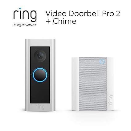 Ring Video Doorbell Pro 2   Ring Chime by Amazon | Doorbell Security Camera 1536p HD , Head to Toe Video, 3D Motion Detection, Bird's Eye View, hardwired | 30-day free trial of Ring Protect