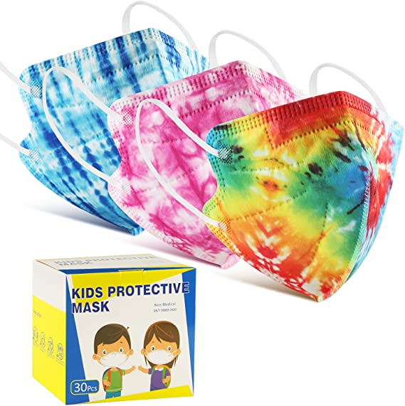 Kids Face Masks, 30 Pack Breathable Kids Disposable Face Masks, 4-Ply Filtration Colorful Kids Mask with Elastic EarLoop, Protective Face Mask for Kids Child Boy Girl Outdoor