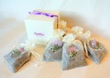 Lavender Sachet Gift Set 6 packs - Lovely 4x6 Lavender Flower Embroidered Sachets for Pillow Nightstand Drawer Closet Car Suitcase etc
